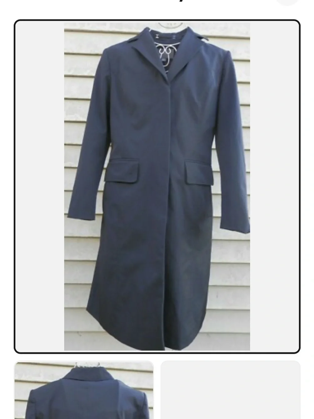Ann Taylor Navy Single-Breasted Long Trench Coat
